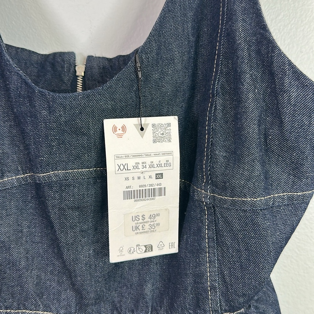 Zara denim fit and flare mini dress size 2XL - Picture 4 of 7